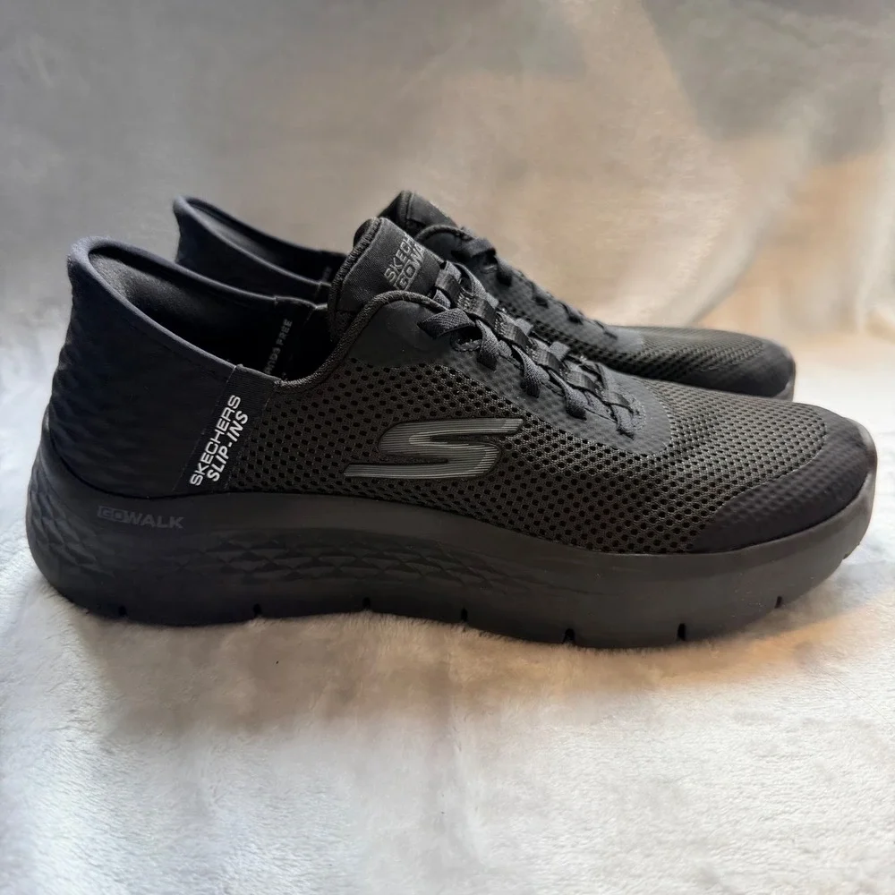 Skechers Slip-ins GoWalk 6 Black Mesh Walking Shoes 124836 BBK Womens 9
